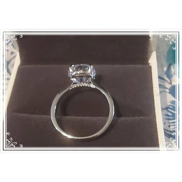 3 Carat Round Cut High Prong Set Pave Gallery Solitaire Engagement Ring Sz 8 - Picture 4 of 5